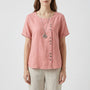 Short-Sleeve Button-Front Blouse - Mindy