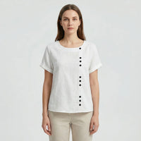 Short-Sleeve Button-Front Blouse - Mindy