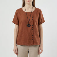 Short-Sleeve Button-Front Blouse - Mindy