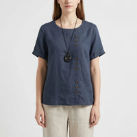 Short-Sleeve Button-Front Blouse - Mindy
