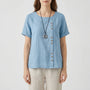 Short-Sleeve Button-Front Blouse - Mindy