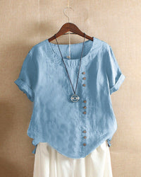 Short-Sleeve Button-Front Blouse - Mindy