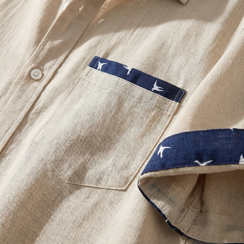 Short-Sleeve Contrast Trim Shirt - Warren