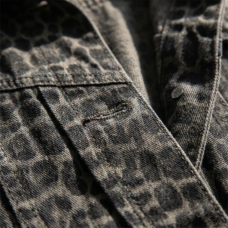 Short Leopard Print Casual Jacket - Flora
