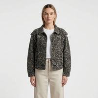 Short Leopard Print Casual Jacket - Flora