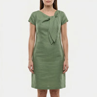 Short Sleeve Bow Detail Shift Dress - Susan