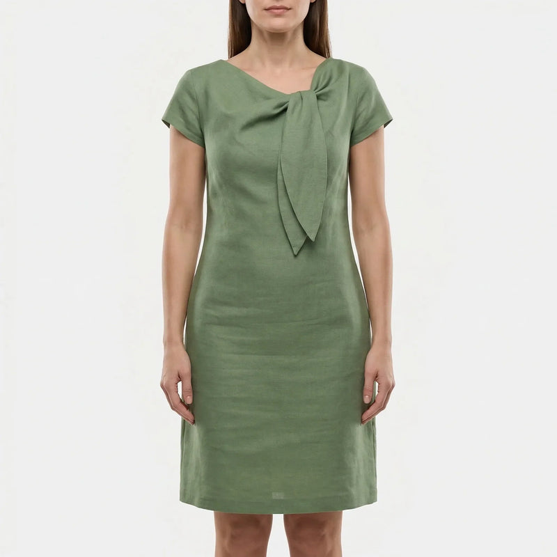 Short Sleeve Bow Detail Shift Dress - Susan