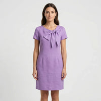 Short Sleeve Bow Detail Shift Dress - Susan