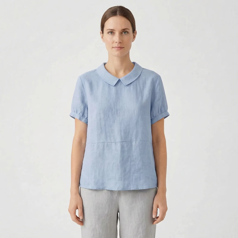 Short Sleeve Collared Women's Top - Maria