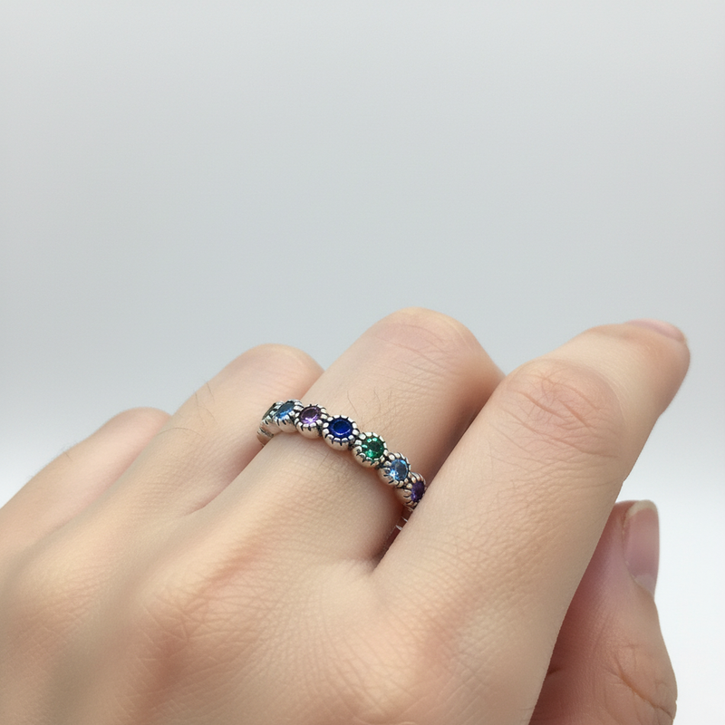 Silberner Blumensteinring - EleganzRing 
