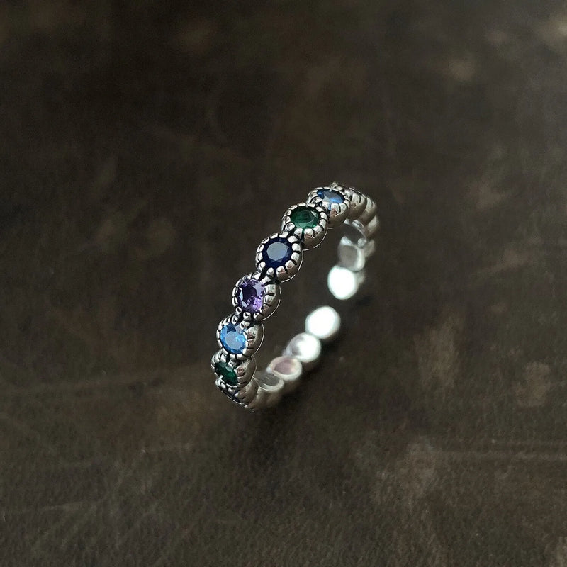 Silberner Blumensteinring - EleganzRing 