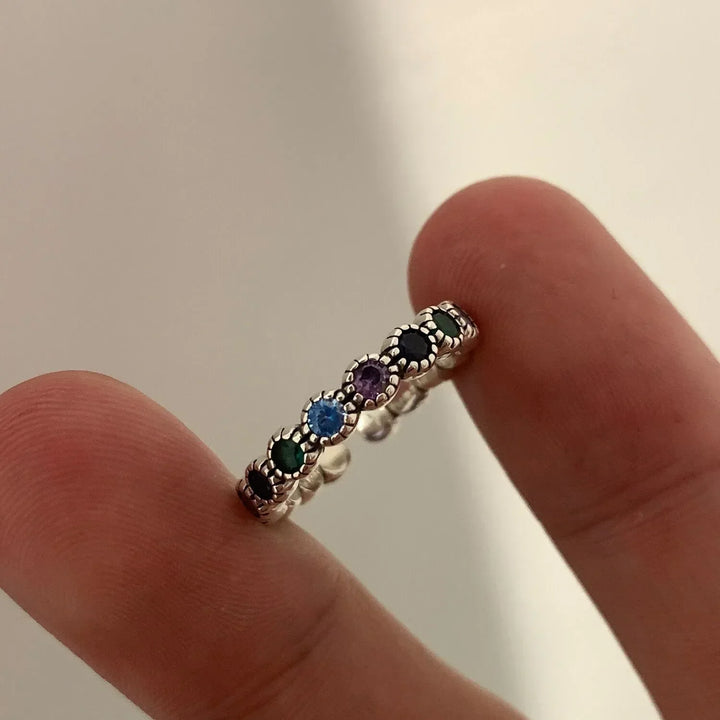 Silberner Blumensteinring - EleganzRing 
