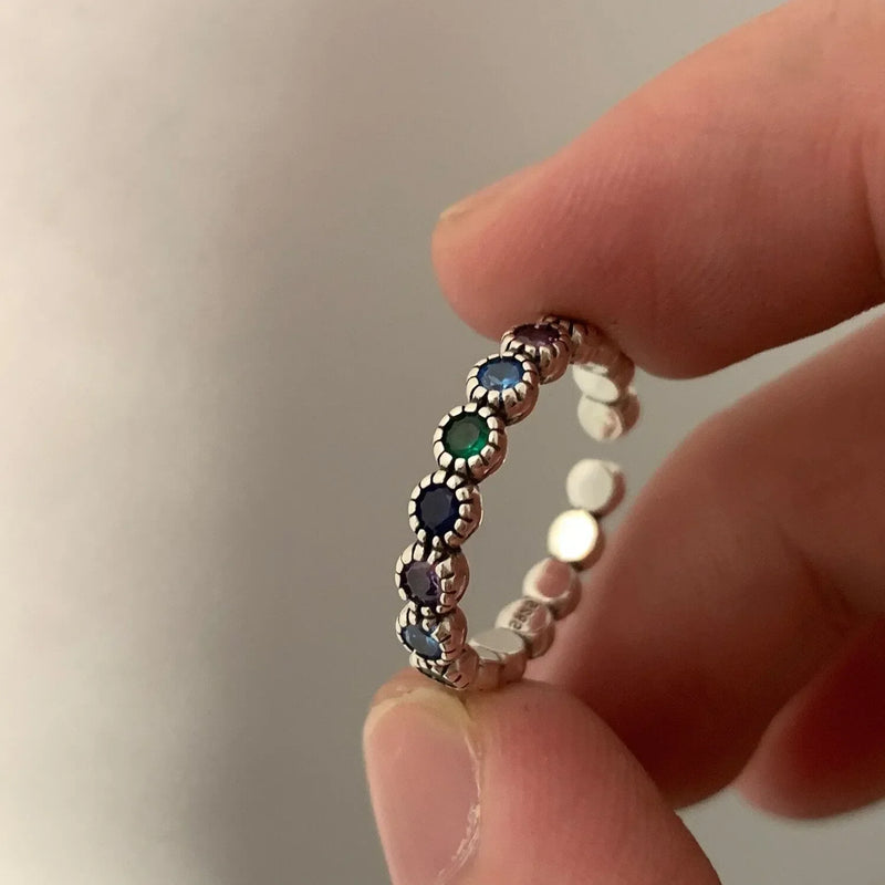 Silberner Blumensteinring - EleganzRing 
