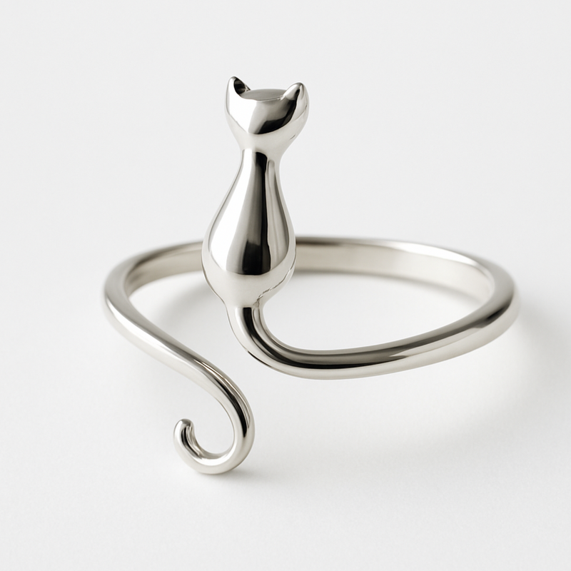 Silberring Mit Katzenmotiv - MidnightRing 