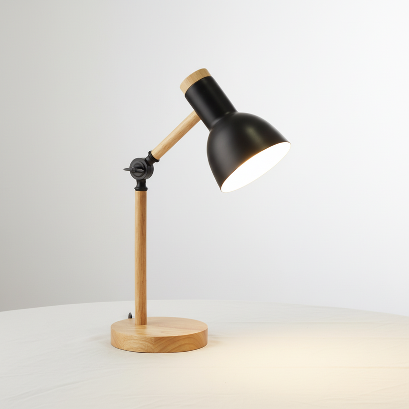 Skandinavische Tischlampe Holz Metall - Lumibrook