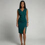 Sleeveless Bodycon V-Neck Midi Dress - Nina
