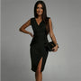 Sleeveless Bodycon V-Neck Midi Dress - Nina