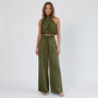 Sleeveless Halter Neck Wide-Leg Outfit - Tiffany