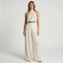 Sleeveless Halter Neck Wide-Leg Outfit - Tiffany