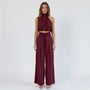 Sleeveless Halter Neck Wide-Leg Outfit - Tiffany