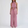 Sleeveless Halter Neck Wide-Leg Outfit - Tiffany