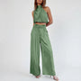 Sleeveless Halter Neck Wide-Leg Outfit - Tiffany