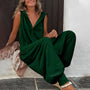Sleeveless Hooded Jumpsuit With Button Placket - Rosemarie
