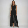Sleeveless Jumpsuit With Sheer Overlay Skirt - Elvira