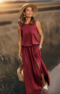 Sleeveless Maxi Dress With Side Split - Vickie
