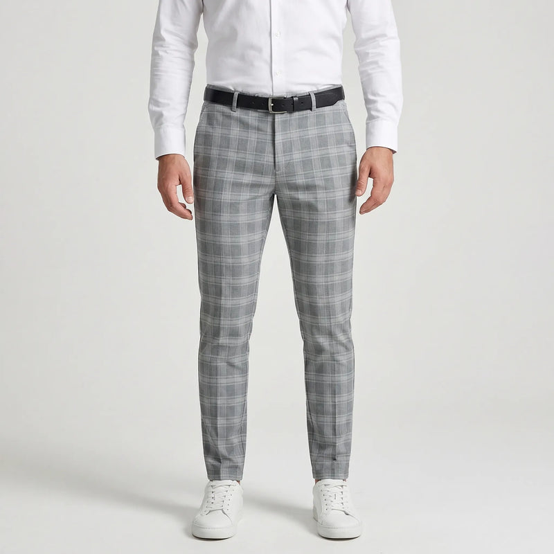 Slim Fit Cropped Check Trousers - Cornelius
