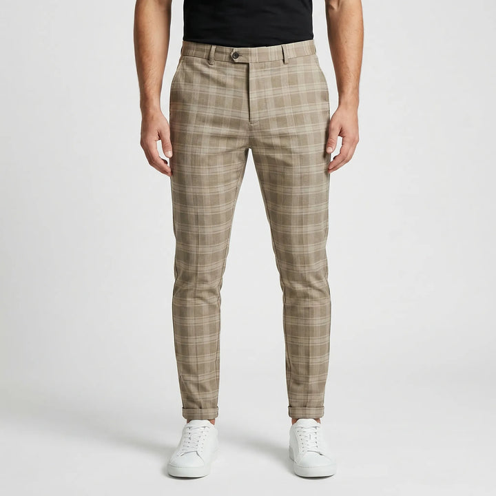 Slim Fit Cropped Check Trousers - Cornelius