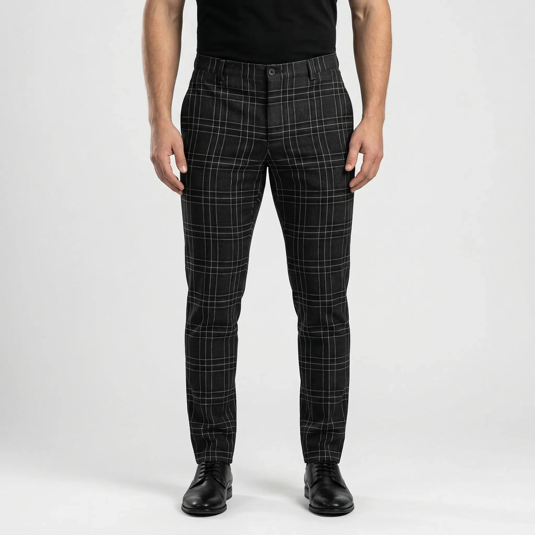 Slim Fit Cropped Check Trousers - Cornelius