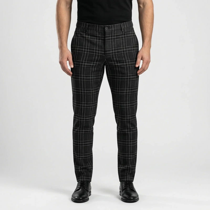 Slim Fit Cropped Check Trousers - Cornelius