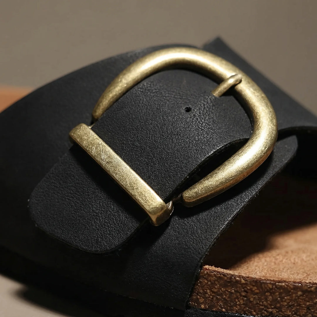 Slip-On Flat Sandal With Buckle Strap - Dianne