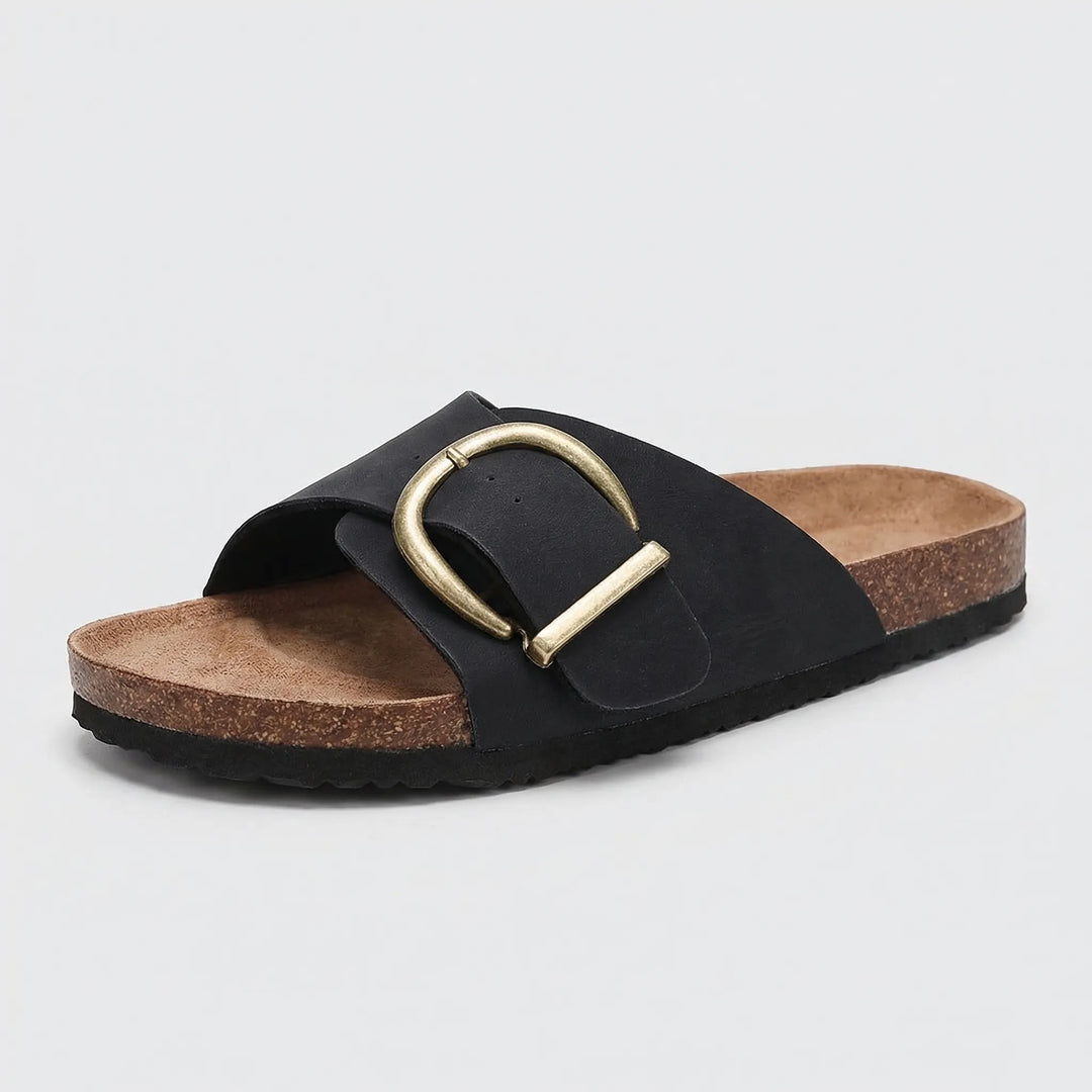 Slip-On Flat Sandal With Buckle Strap - Dianne