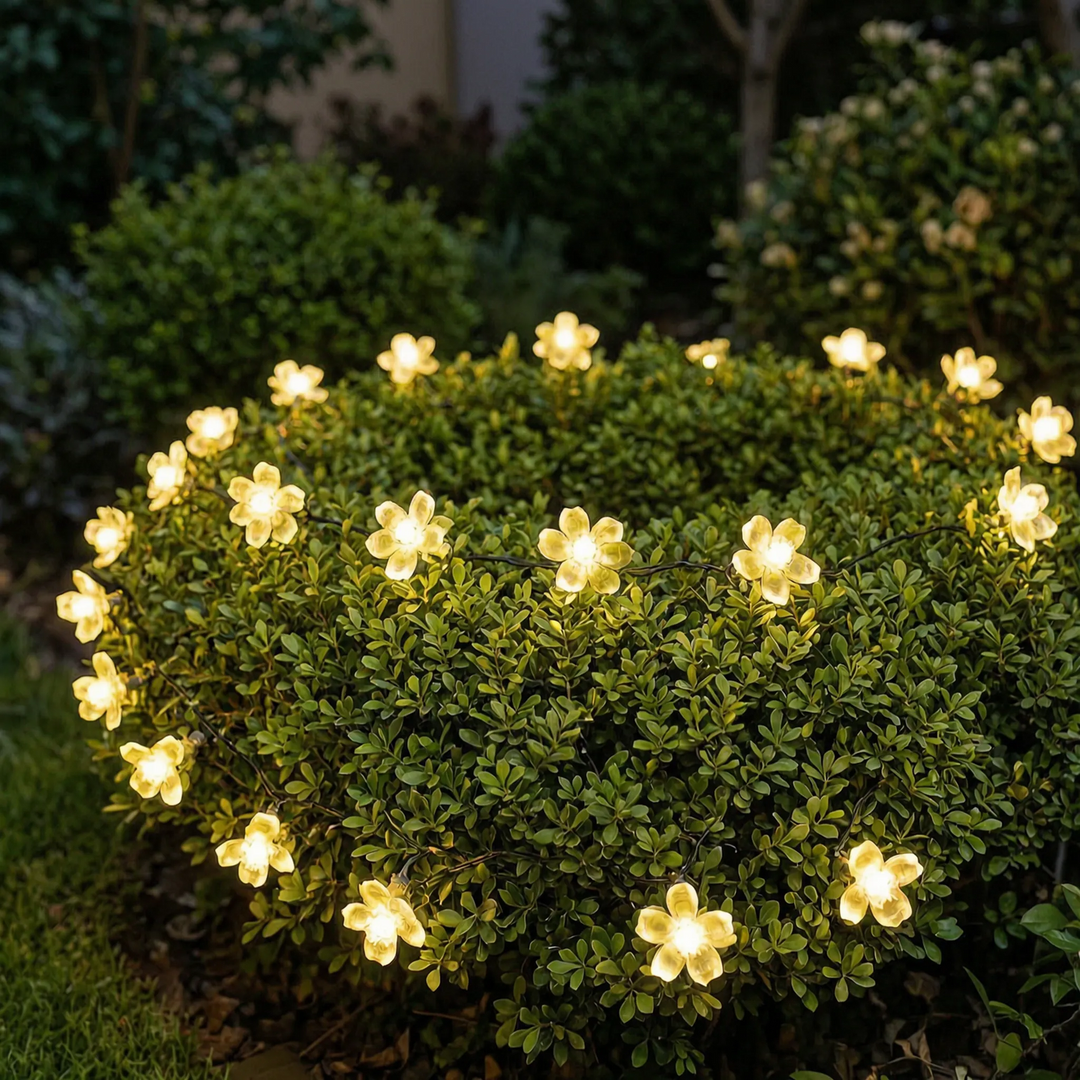 Solar-Powered LED Blossom String Lights -  Blossara