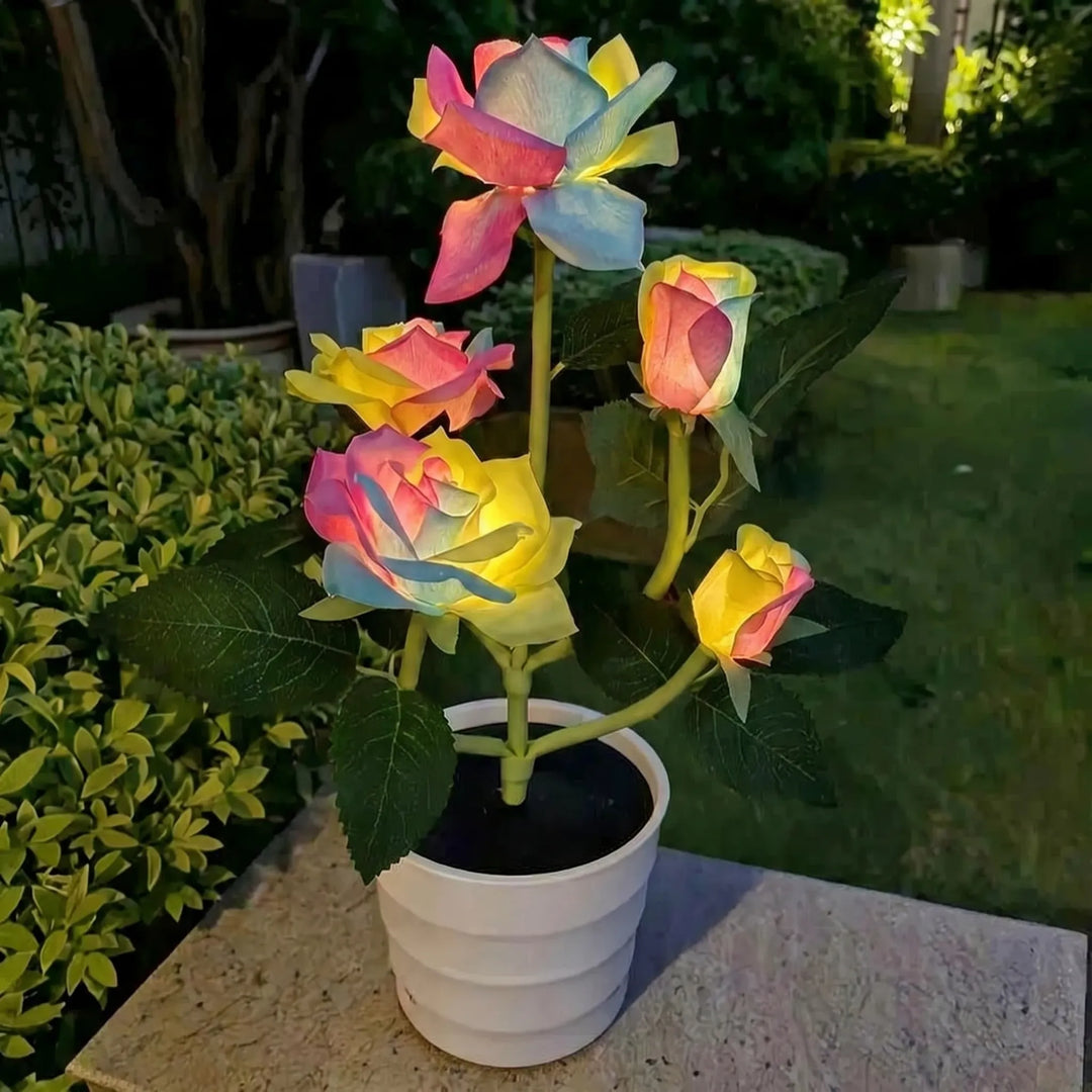 Solar-Powered Rose Lantern In A Pot -  Rosalume