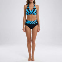 Striped Halterneck Bikini Set - Darla