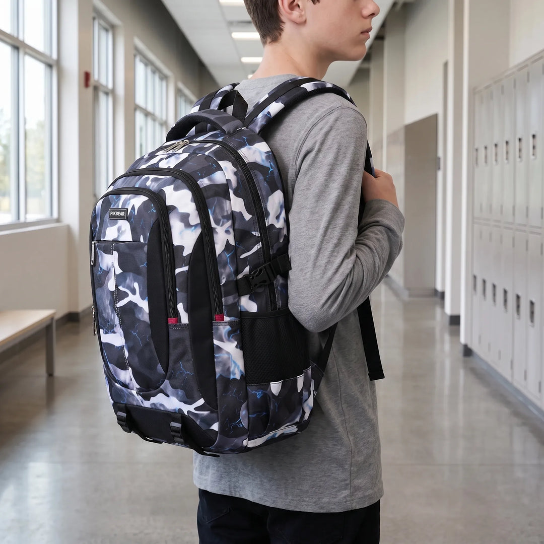 Strukturierter Multi-Fächer-Schulrucksack - Zenthos
