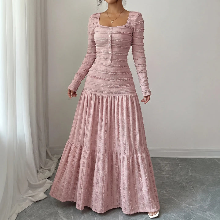 Strukturiertes Maxi-Strickkleid Mit Stufenrock - Rachael