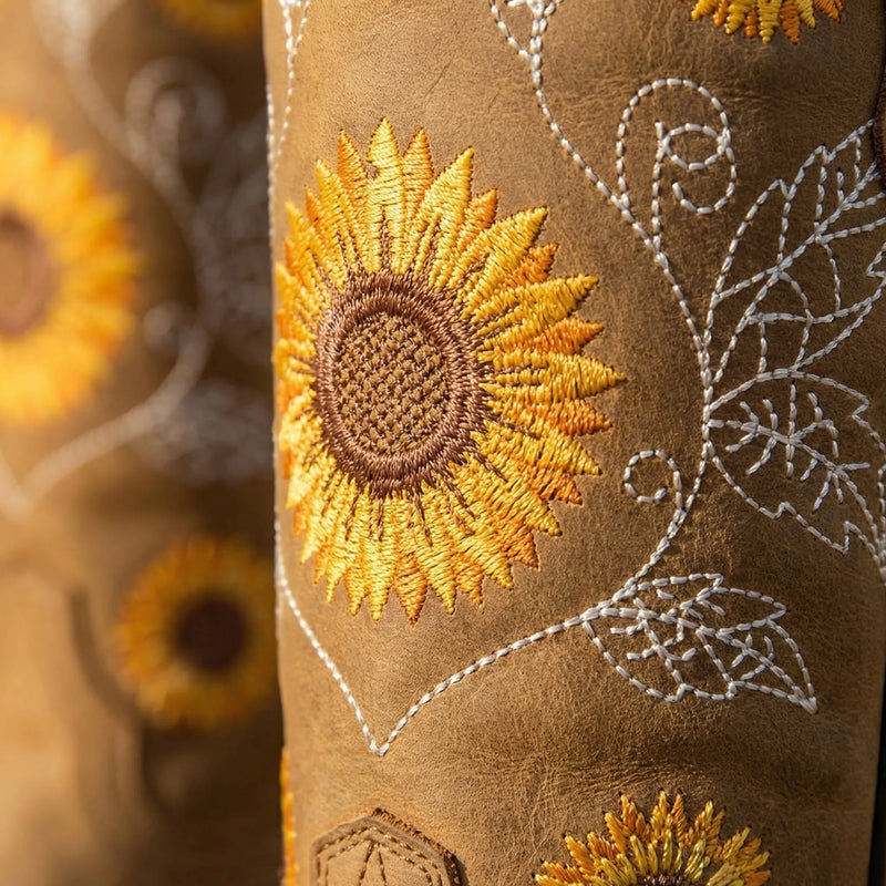 Sunflower Embroidered Western Cowboy Boot - Yvette