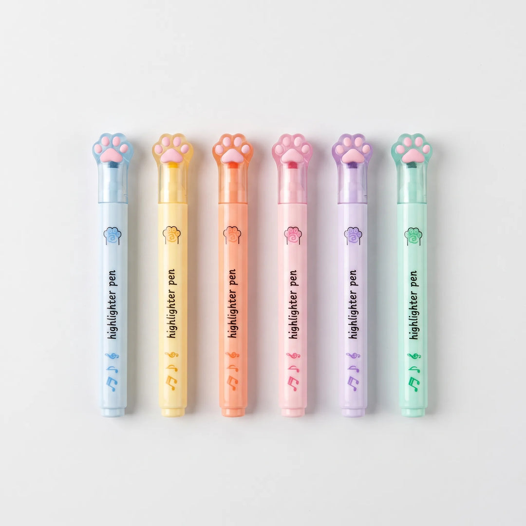 Textmarker Pastell Mit Katzenpfoten - Pawsima