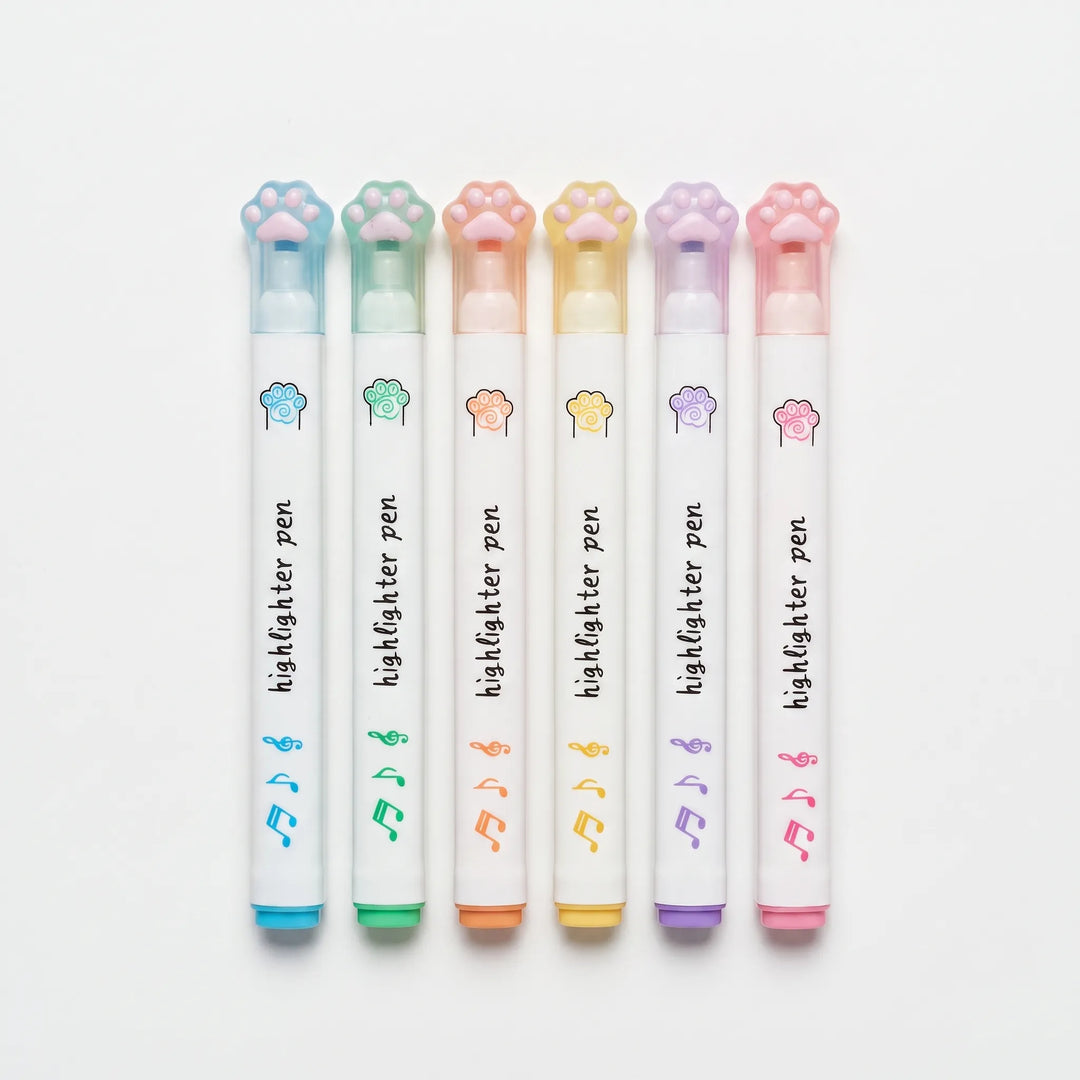 Textmarker Pastell Mit Katzenpfoten - Pawsima