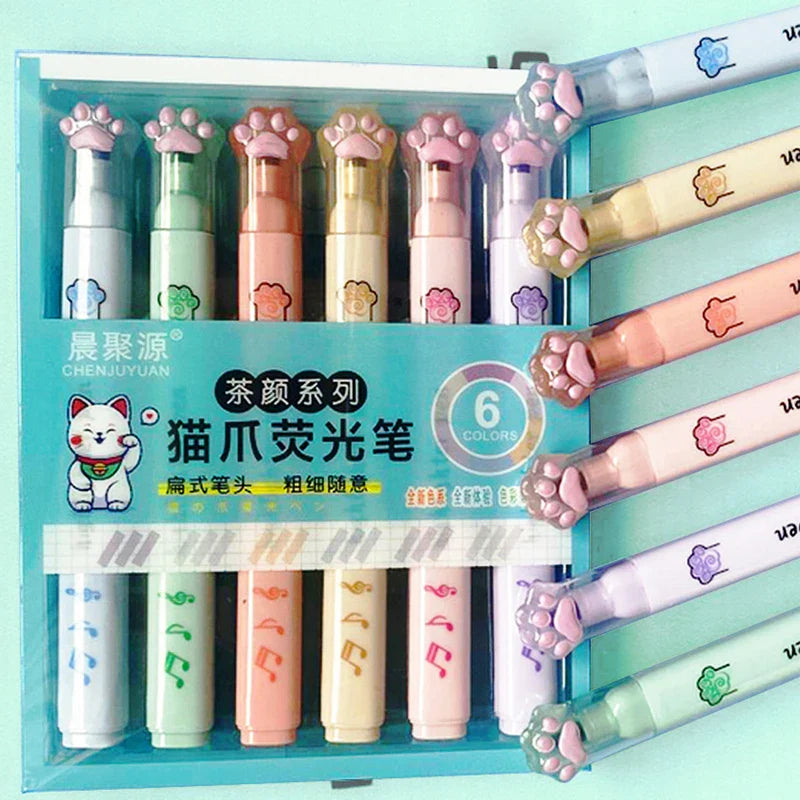 Textmarker Pastell Mit Katzenpfoten - Pawsima