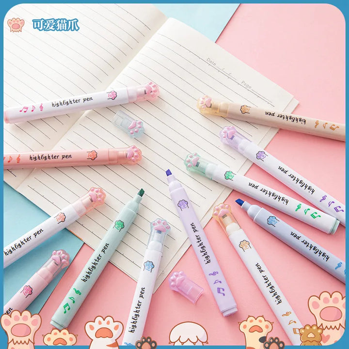 Textmarker Pastell Mit Katzenpfoten - Pawsima