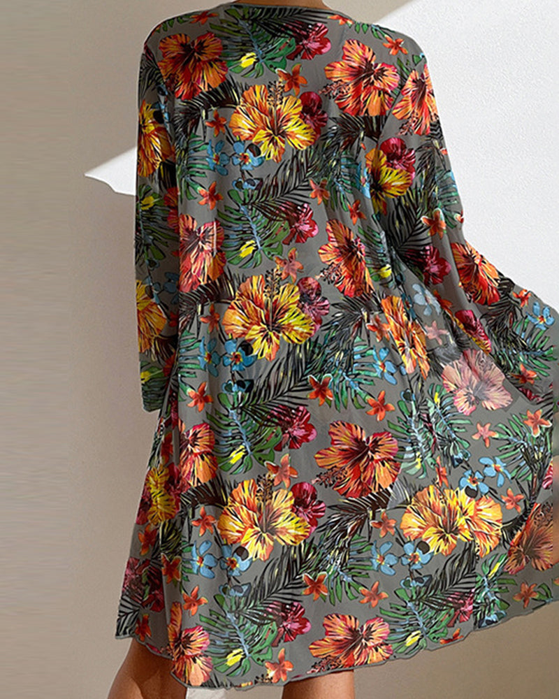 Three-Piece Tropical Floral Bikini Set - Dixie