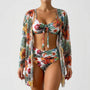 Three-Piece Tropical Floral Bikini Set - Dixie