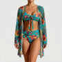 Three-Piece Tropical Floral Bikini Set - Dixie