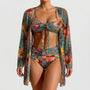 Three-Piece Tropical Floral Bikini Set - Dixie