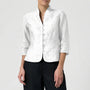 Three-Quarter Sleeve Mandarin Collar Blouse - Jeanette